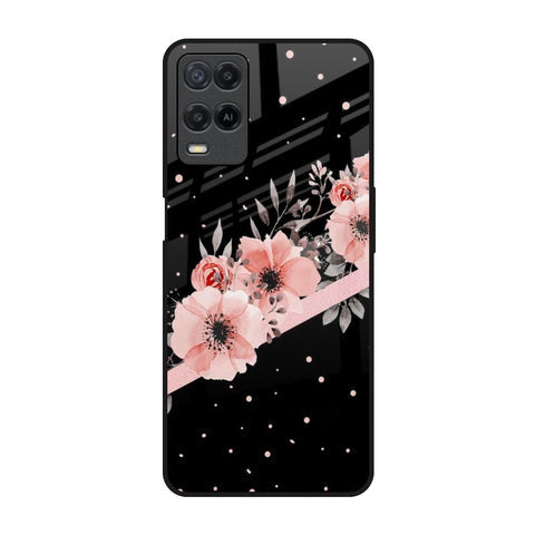 Floral Black Band Glossy Case For Realme 8