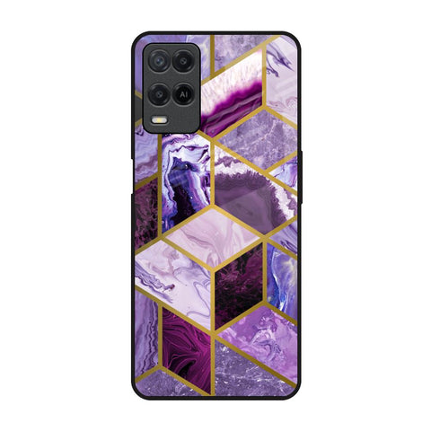 Purple Rhombus Marble Glossy Case for Realme 8