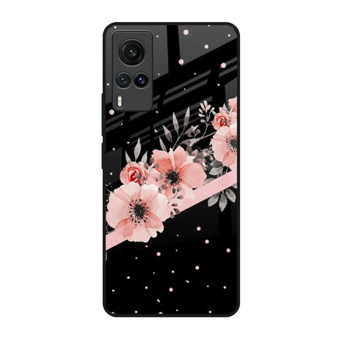 Floral Black Band Glossy Case For Vivo X60