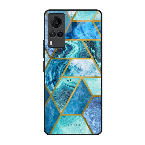 Turquoise Geometrical Marble Glossy Case for Vivo X60