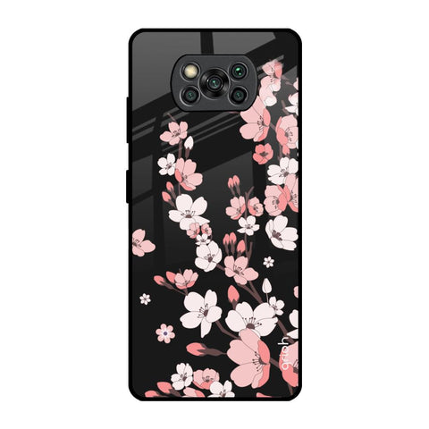 Black Cherry Blossom Glossy Case for Poco X3 Pro