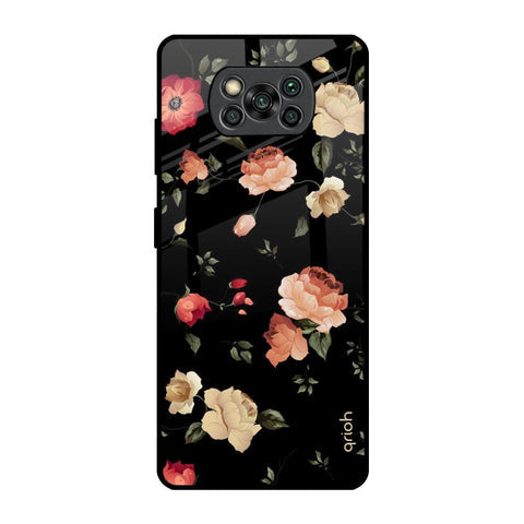Black Spring Floral Glossy Case for Poco X3 Pro