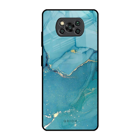 Blue Golden Glitter Glossy Case for Poco X3 Pro