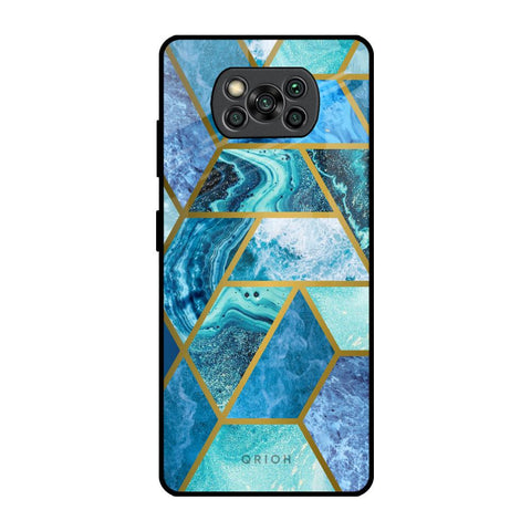 Turquoise Geometrical Marble Glossy Case for Poco X3 Pro
