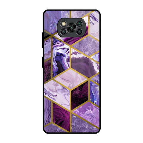 Purple Rhombus Marble Glossy Case for Poco X3 Pro