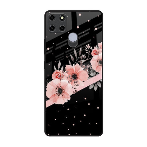Floral Black Band Glossy Case For Realme C25
