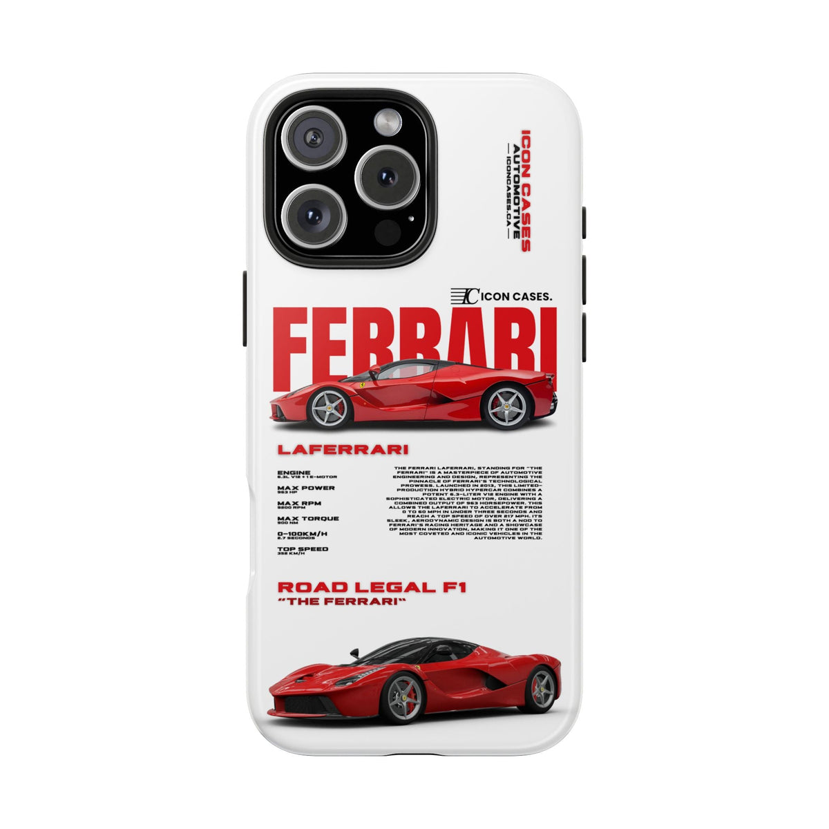 Ferrari LaFerrari White Premium Tough Shining Phone Case (Double Layer) Available For All iPhone Models