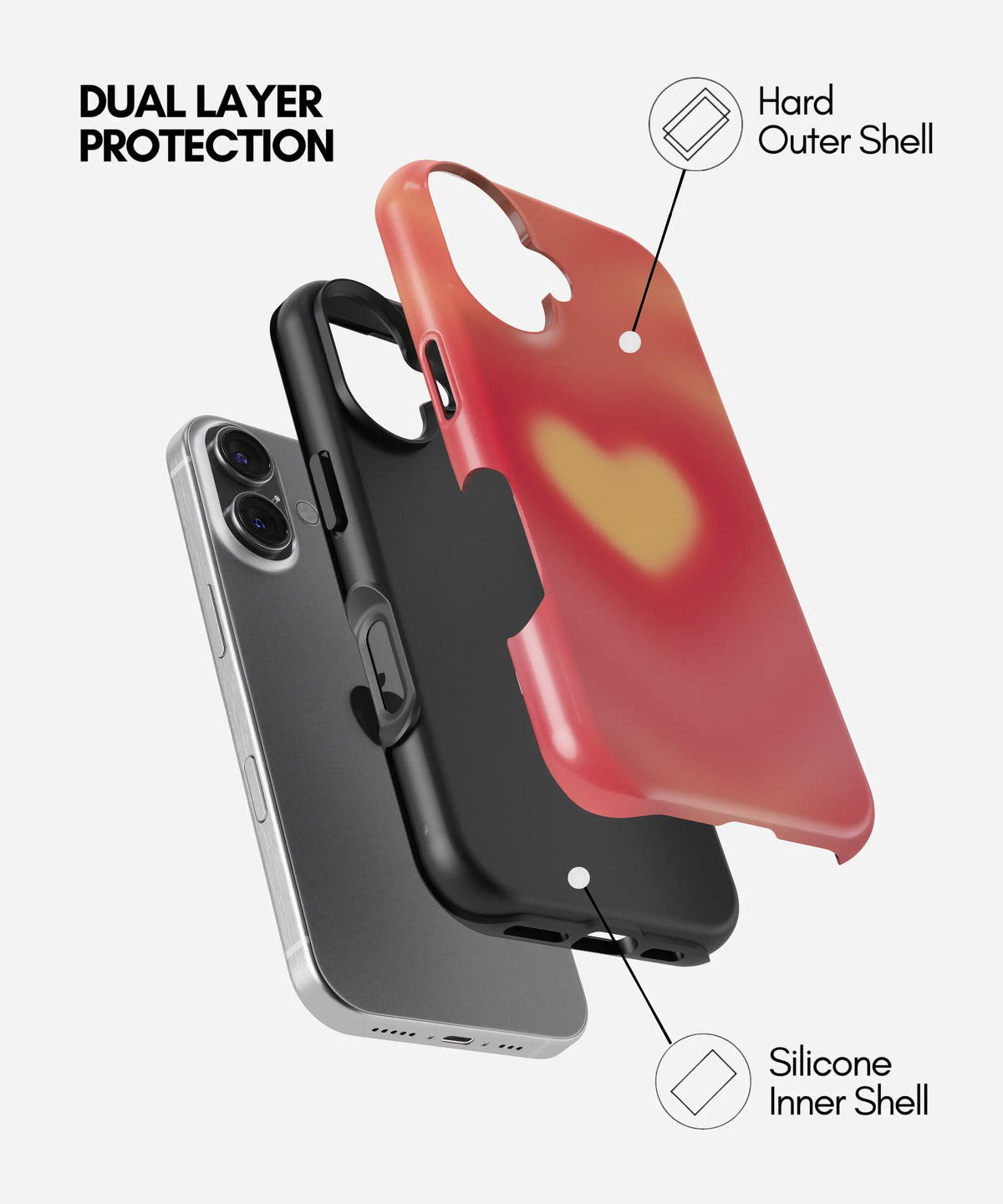 Heart Glow Premium Tough Shining Phone Case (Double Layer) Available For All iPhone Models
