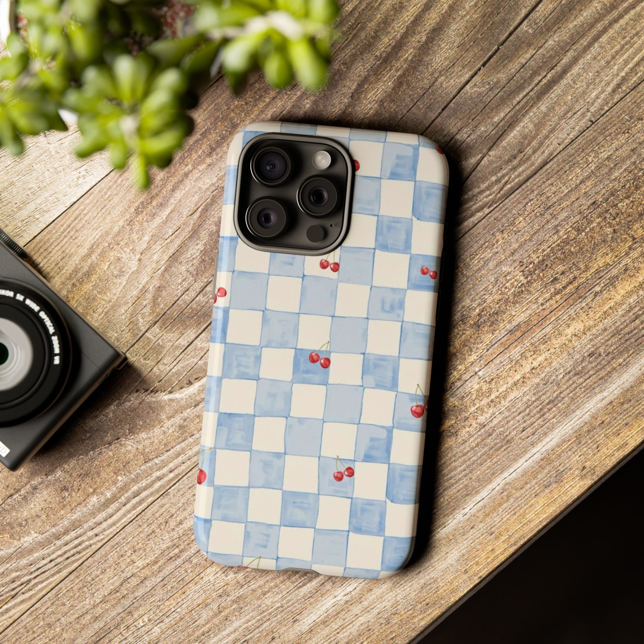 Cherry Check Tough Case  Available For All iPhone Models