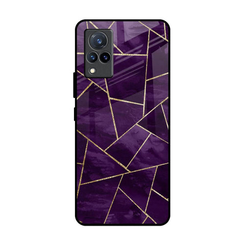 Geometric Purple Glossy Case For Vivo V21