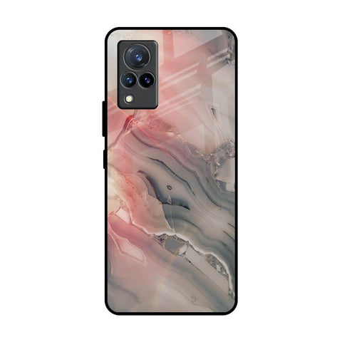 Pink And Grey Marble Glossy Case For Vivo V21