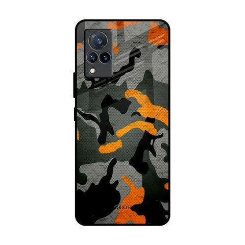 Camouflage Orange Glossy Case For Vivo V21