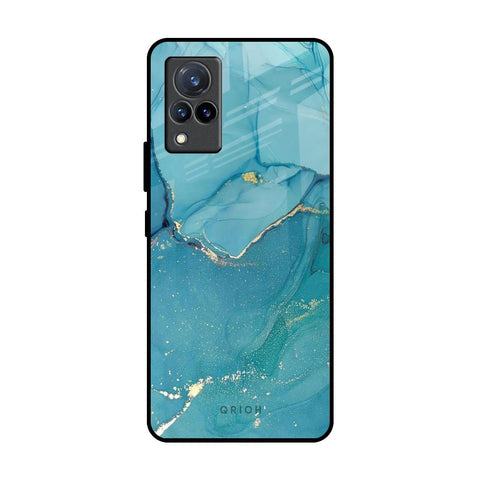Blue Golden Glitter Glossy Case for Vivo V21
