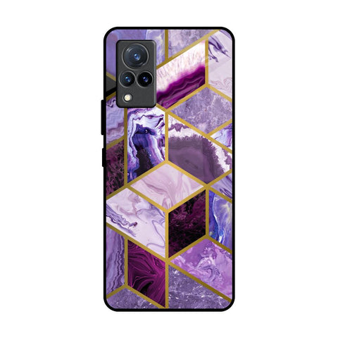Purple Rhombus Marble Glossy Case for Vivo V21