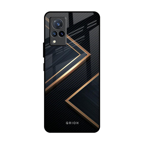 Sleek Golden & Navy Glossy Case for Vivo V21