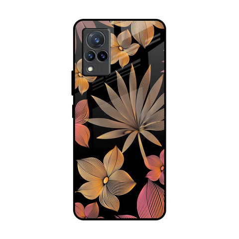 Lines Pattern Flowers Glossy Case for Vivo V21
