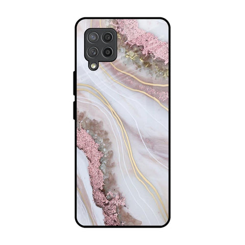 Pink & Gold Gllitter Marble Glossy Case for Samsung Galaxy M42