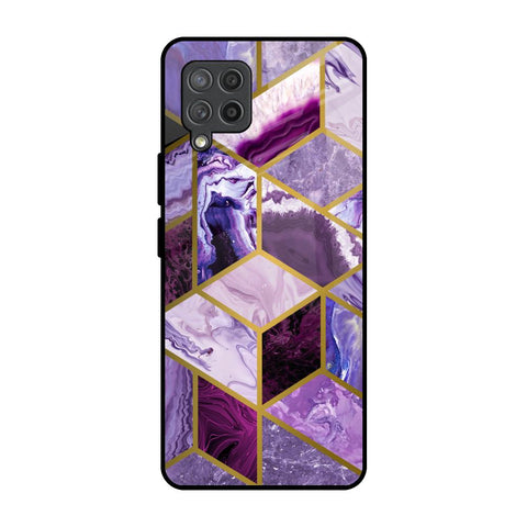Purple Rhombus Marble Glossy Case for Samsung Galaxy M42