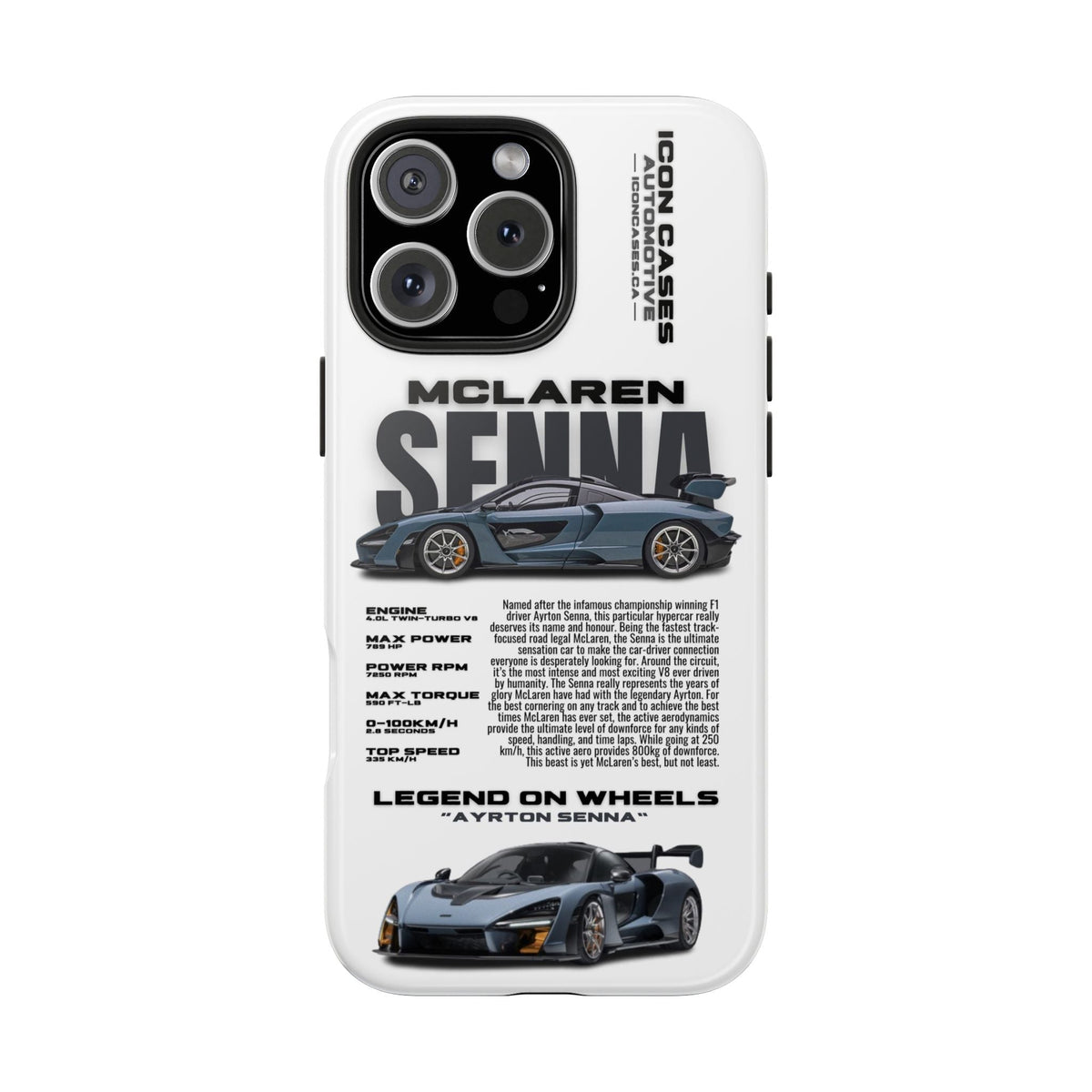 McLaren Senna White Premium Tough Shining Phone Case (Double Layer) Available For All iPhone Models
