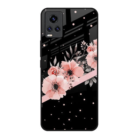 Floral Black Band Glossy Case For Vivo Y73