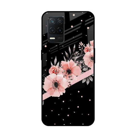 Floral Black Band Glossy Case For Realme 8 5G