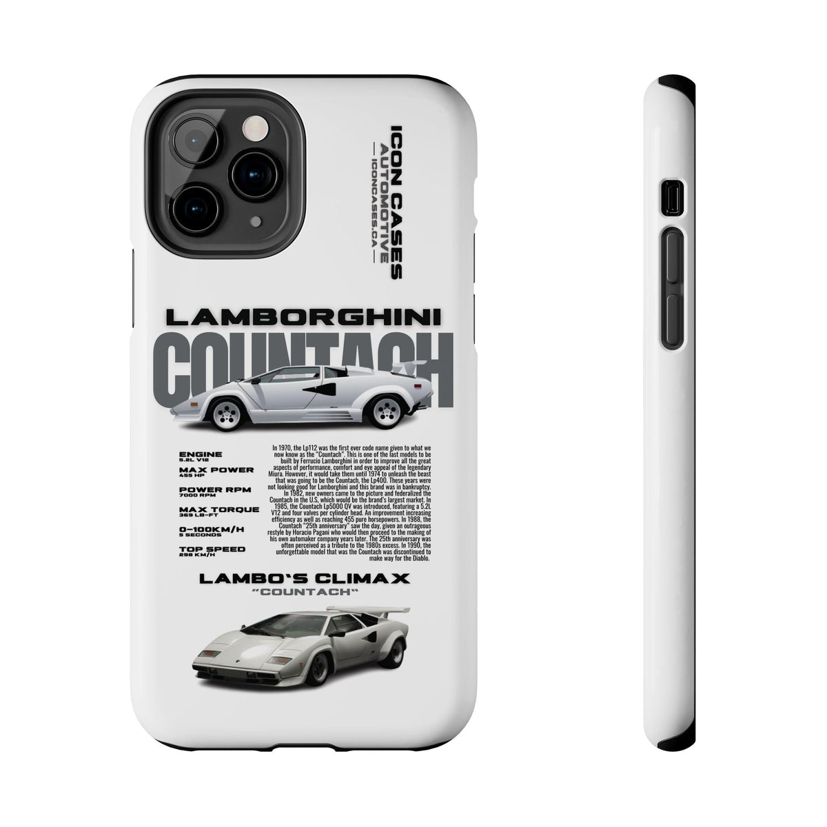 Lamborghini Countach White Premium Tough Shining Phone Case (Double Layer) Available For All iPhone Models