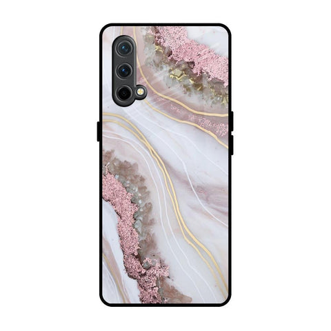 Pink & Gold Gllitter Marble Glossy Case for OnePlus Nord CE