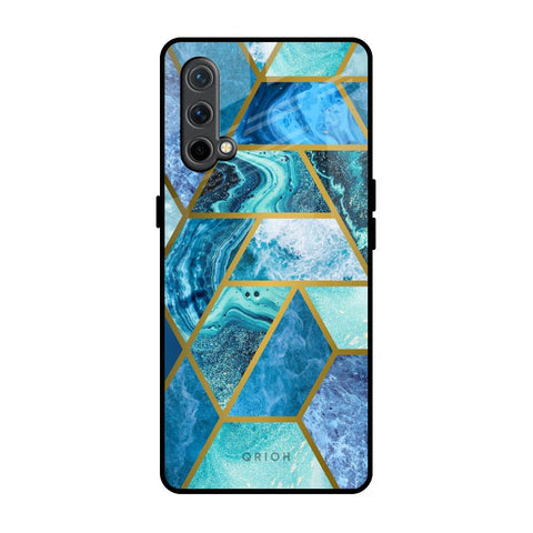 Turquoise Geometrical Marble Glossy Case for OnePlus Nord CE