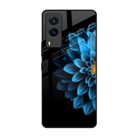 Half Blue Flower Glossy Case for Vivo V21e