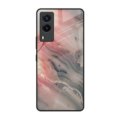Pink And Grey Marble Glossy Case For Vivo V21e