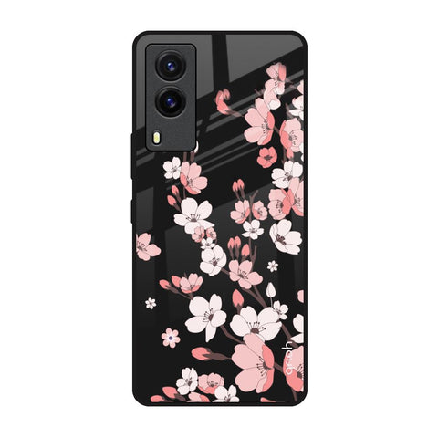 Black Cherry Blossom Glossy Case for Vivo V21e