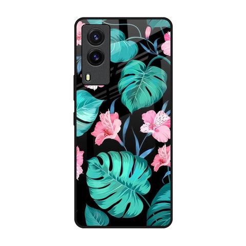 Tropical Leaves & Pink Flowers Glossy Case for Vivo V21e