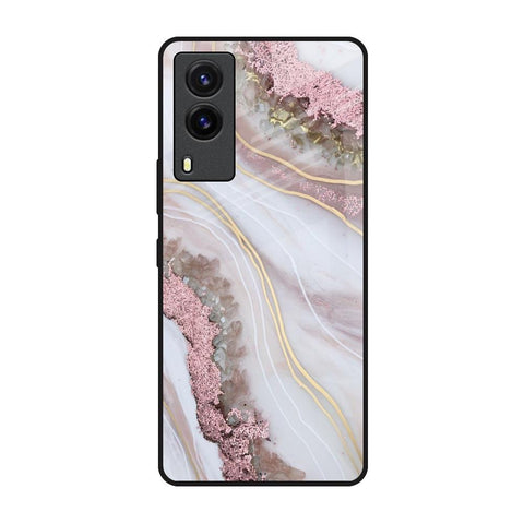 Pink & Gold Gllitter Marble Glossy Case for Vivo V21e