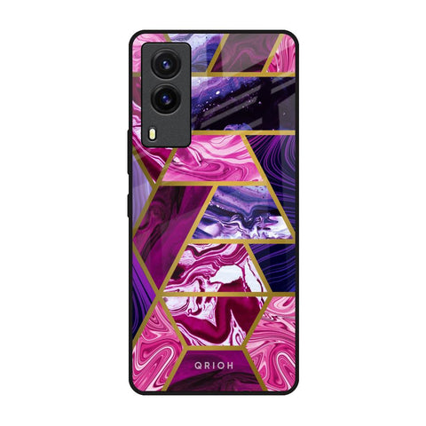 Electroplated Geometric Marble Glossy Case for Vivo V21e