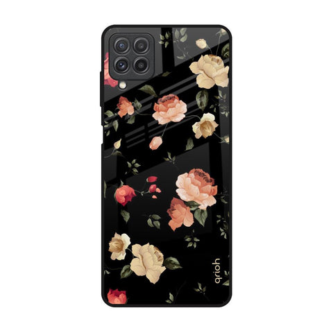 Black Spring Floral Glossy Case for Samsung Galaxy A22