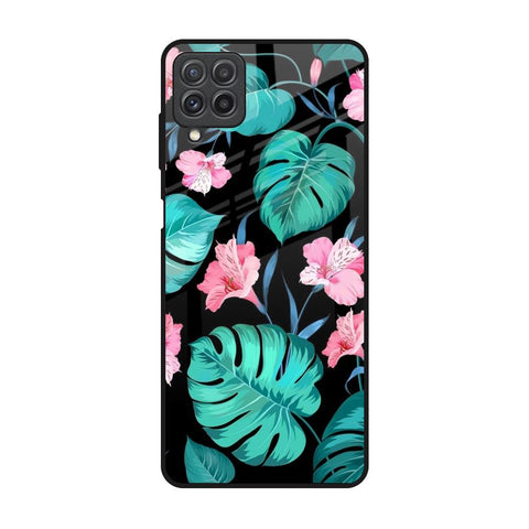 Tropical Leaves & Pink Flowers Glossy Case for Samsung Galaxy A22