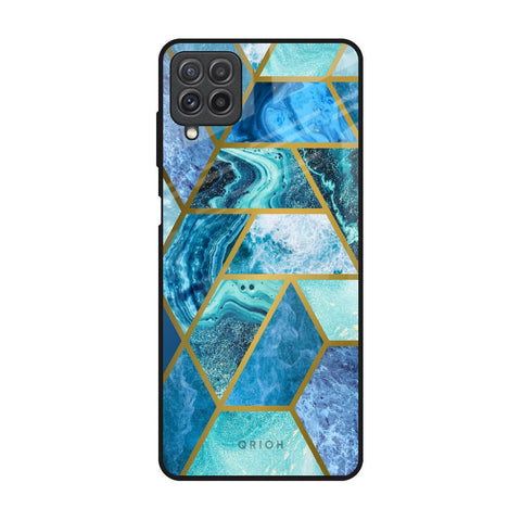 Turquoise Geometrical Marble Glossy Case for Samsung Galaxy A22