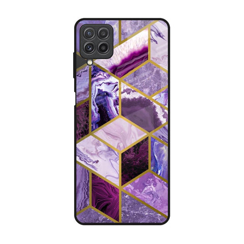 Purple Rhombus Marble Glossy Case for Samsung Galaxy A22