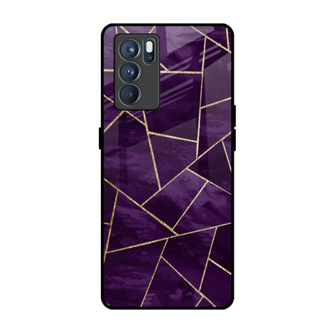 Geometric Purple Glossy Case For Oppo Reno6