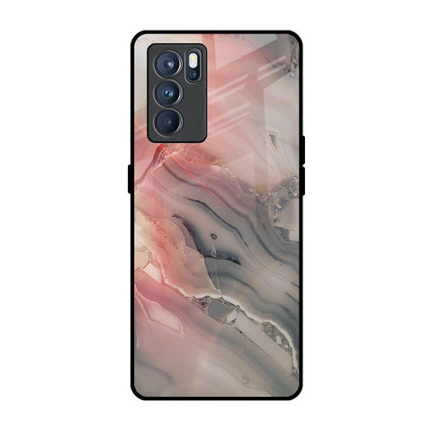 Pink And Grey Marble Glossy Case For Oppo Reno6