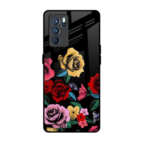 Floral Decorative Glossy Case For Oppo Reno6