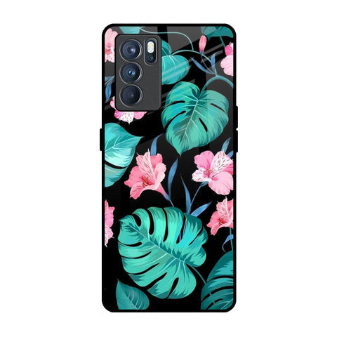 Tropical Leaves & Pink Flowers Glossy Case for Oppo Reno6