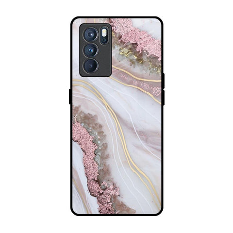Pink & Gold Gllitter Marble Glossy Case for Oppo Reno6