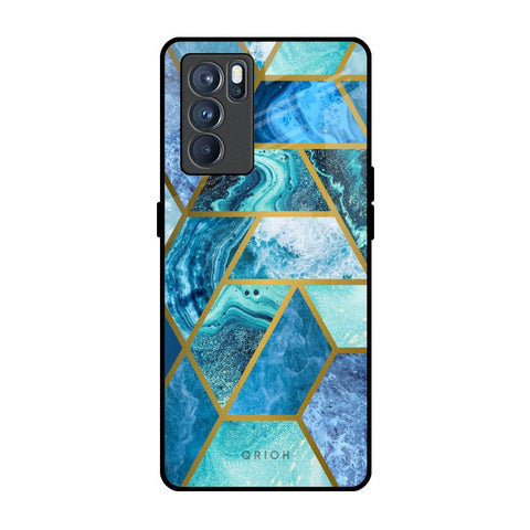 Turquoise Geometrical Marble Glossy Case for Oppo Reno6