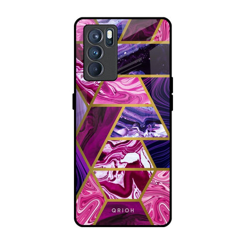 Electroplated Geometric Marble Glossy Case for Oppo Reno6
