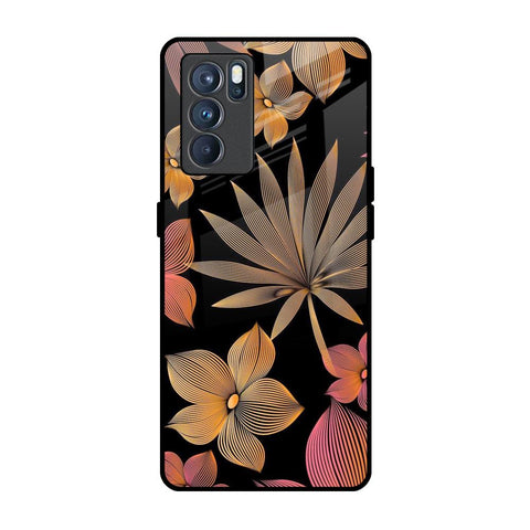 Lines Pattern Flowers Glossy Case for Oppo Reno6