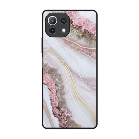 Pink & Gold Gllitter Marble Glossy Case for Mi 11 Lite