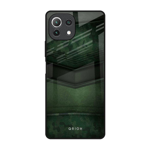 Green Leather Glossy Case for Mi 11 Lite