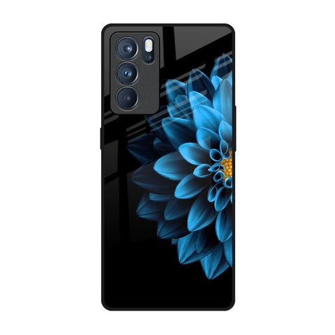 Half Blue Flower Glossy Case for Oppo Reno6 Pro