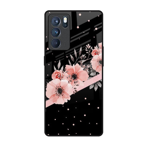Floral Black Band Glossy Case For Oppo Reno6 Pro